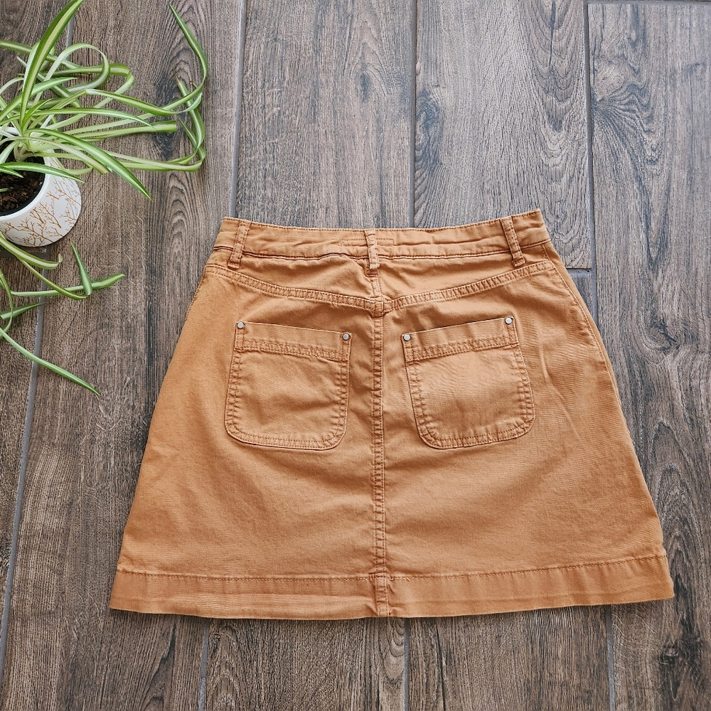 Boden Patch Pocket Denim Chino Skirt in Caramel Brown Tan Size 6 Petite - Picture 11 of 13